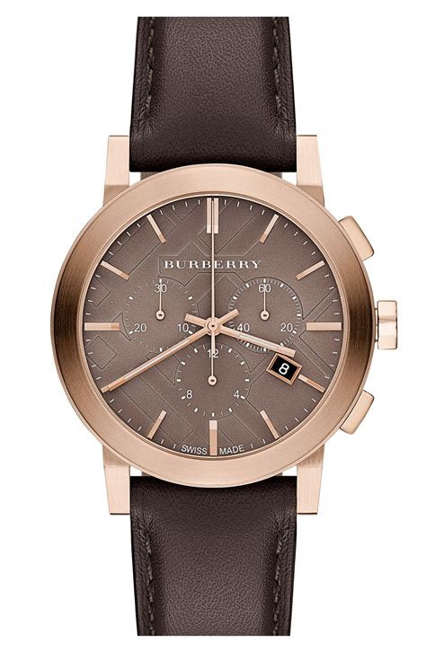 burberry check stamped chronograph leather strap watch 42mm|Burberry Chronograph Check Strap Watch for sale .